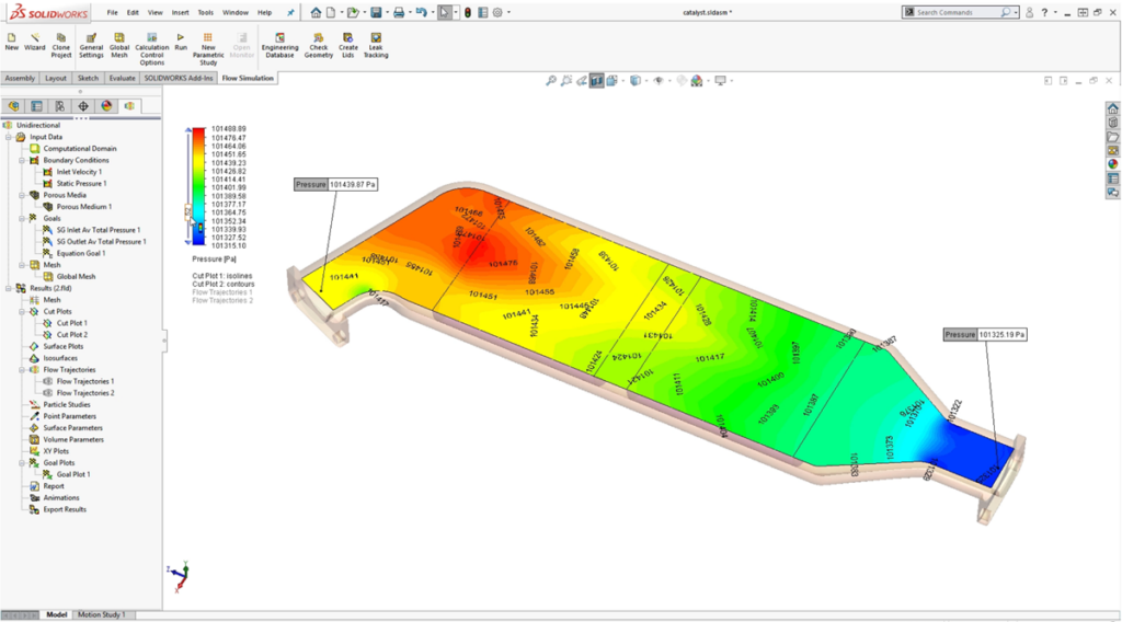 SOLIDWORKS Flow simulation sovelluksella voidaan laskea painehäviö